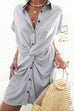 Karleedress Short Sleeve Twist Knot Striped Shirt Dress