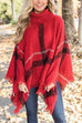 Karleedress Tassel Color Block Classic Cloak Poncho Sweater