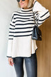 Karleedress Turtleneck Side Split Striped Sweater