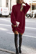 Karleedress Turtleneck Ribbed Knit Oversized Sweater Dress