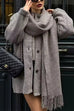 Karleedress Button Down Pocketed Winter Knit Coat with Scarf