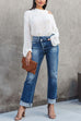 Karleedress High Waist Straight Leg Ripped Denim Pants