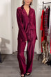 Christmas Long Sleeves Button Up Shirt Wide Leg Pants Glittering Pajama Set