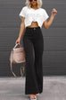 Karleedress One Button Corduroy Flare Pants with Pockets