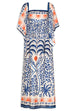 Karleedress Square Collar Flutter Sleeves Printed Maxi Vacation Dress