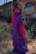 Karleedress V Neck Criss Cross Backless Tie Dye Maxi A-line Dress