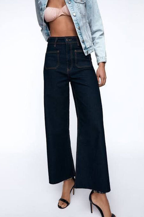 Karleedress Straight Leg High Waist Pocketed Jeans