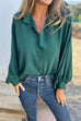 Karleedress Batwing Long Sleeves Button Front Solid Shirt