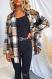 Karleedress Lapel Button Down Pockets Plaid Shacket Coat