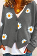 Karleedress V Neck Button Up Daisy Embroidery Sweater Cardigan