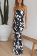 Karleedress Off Shoulder Sleeveless Geometric Printed Maxi Party Dress