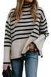 Karleedress Turtleneck Side Split Striped Sweater