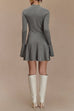 Karleedress Mockneck Bell Sleeves Ruffle Mini Sweater Dress