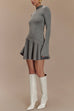 Karleedress Mockneck Bell Sleeves Ruffle Mini Sweater Dress