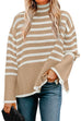 Karleedress Turtleneck Side Split Striped Sweater