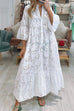 Karleedress V Neck Flare Sleeves Lace Hollow Out Tiered Maxi Dress