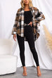 Karleedress Lapel Button Down Pockets Plaid Shacket Coat