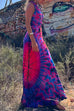 Karleedress V Neck Criss Cross Backless Tie Dye Maxi A-line Dress