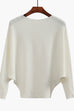 Karleedress Boat Neck Batwing Sleeves Ribbed Knit Sweater