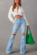 Karleedress Distressed Bell Bottoms Ripped Trendy Jeans