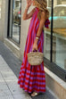 Karleedress Halter Neck Open Back Striped Ruffle Maxi Vacation Dress