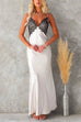 Karleedress V Neck Adjustable Strap Lace Splice Maxi Party Dress