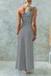 Karleedress Sleeveless Tie Knot One Shoulder Striped Maxi Dress