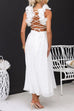 Karleedress Back Lace-up Ruffle Trim Sleeveless Maxi Dress