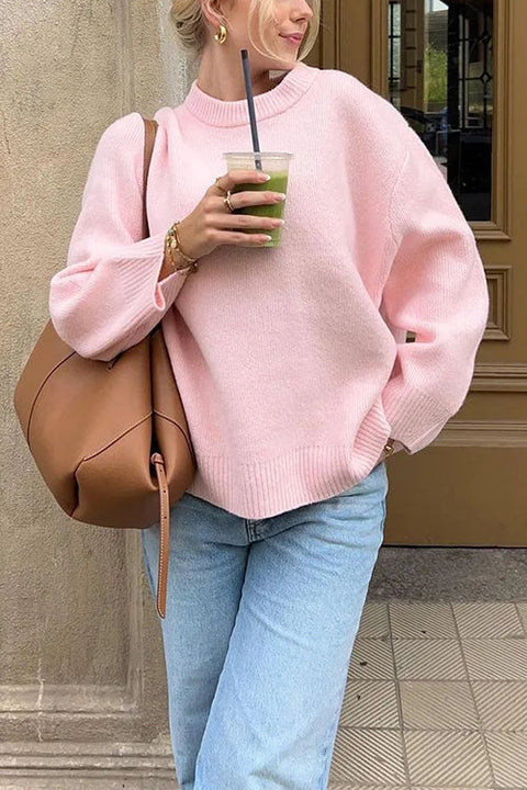 Karleedress Crewneck Drop Shoulder Oversized Ribbed Knit Sweater