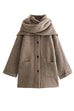 Karleedress Button Down Pocketed Winter Knit Coat with Scarf