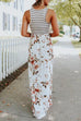 Karleedress Sleeveless Stripes Splice Floral Maxi Dress