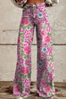 Karleedress Leopard Floral Print Wide Leg Pocketed Pants