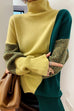 Karleedress Turtleneck Color Block Splice Side Split Sweater