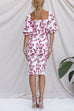 Karleedress Square Neck Smocked Floral Print Midi Bodycon Dress