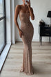 Karleedress Sheer Embellished Scoop Neck Cami Maxi Evening Gown