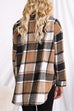 Karleedress Lapel Button Down Pockets Plaid Shacket Coat