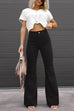 Karleedress One Button Corduroy Flare Pants with Pockets