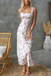 Square Neck Bow Back Floral Print Maxi Cami Dress