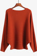 Karleedress Boat Neck Batwing Sleeves Ribbed Knit Sweater