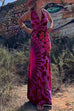 Karleedress V Neck Criss Cross Backless Tie Dye Maxi A-line Dress