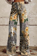 Karleedress Leopard Floral Print Wide Leg Pocketed Pants