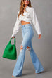 Karleedress Distressed Bell Bottoms Ripped Trendy Jeans