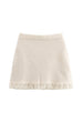 Karleedress Elastic Waist Frayed Hem Knit Mini Skirt