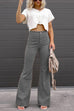 Karleedress One Button Corduroy Flare Pants with Pockets