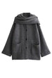 Karleedress Button Down Pocketed Winter Knit Coat with Scarf