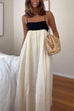 Karleedress Backless Color Block Splice Swing Maxi Cami Dress