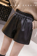 Karleedress Elastic Waist Pocketed Faux Leather Shorts