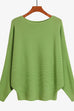 Karleedress Boat Neck Batwing Sleeves Ribbed Knit Sweater