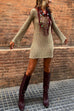 Long Sleeves Backless Crochet Bodycon Mini Dress