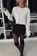 Karleedress Crewneck Bow Back Cut Out Cozy Sweater